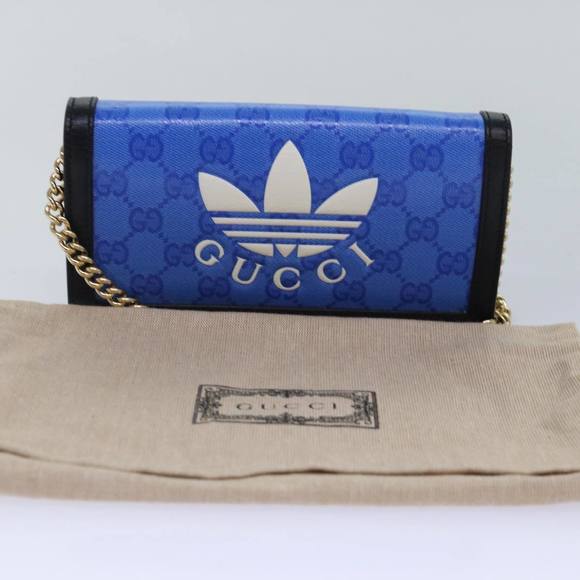 GUCCI GG Supreme Adidas Collaboration Chain Shoulder Wallet 621892 Auth 88144A - Picture 12 of 16